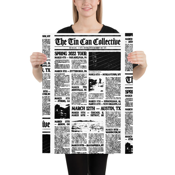 Tin Can Collective 2022 Newspaper Tour Poster